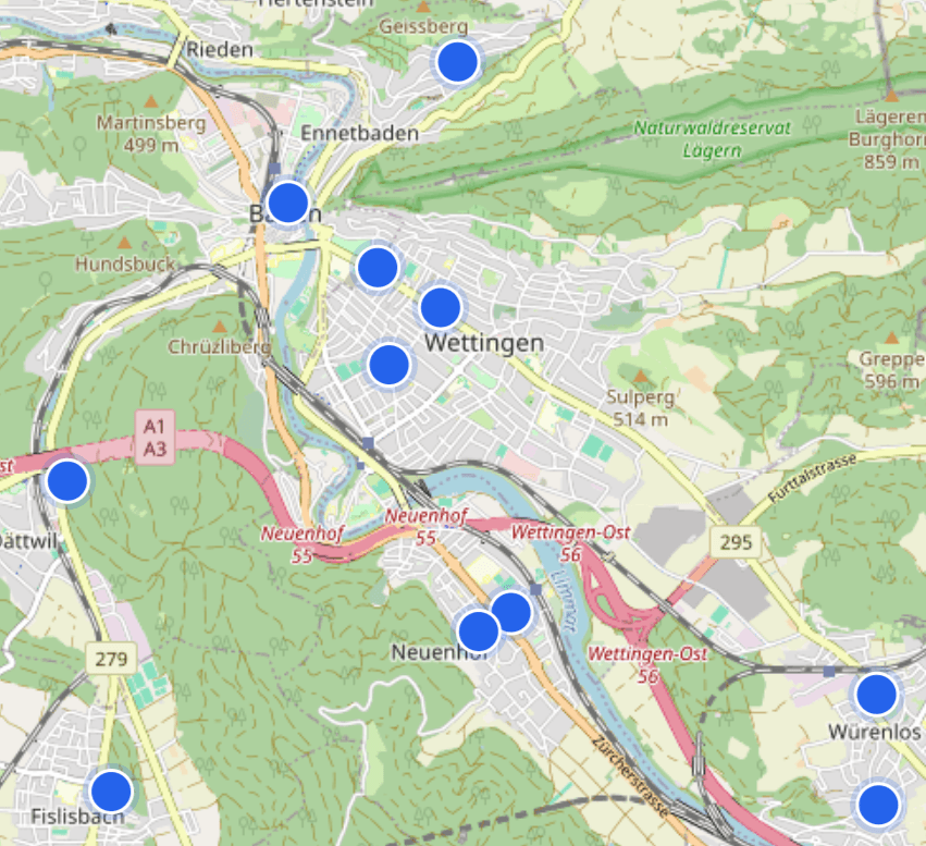 Karte der Allianz Gebetswoche 2026 in Baden-Wettingen